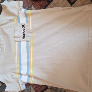 Hurley Kids' Tan Tee with Blue and Yellow Stripes